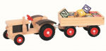 Puidust traktor haagise ja klotsidega Bino, 17 tk.
