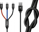 Baseus CAMLT-ASY01 USB-kaabel 0,3 m USB A USB C/Micro USB A/Lightning must 6953156273931