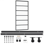 vidaXL liuguks riistvarakomplektiga, ESG klaas ja alumiinium, 90x205cm, Juoda