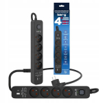 Kerg pikendusjuhe &uuml;lepingekaitsmega, 4 pistikupesa, 1,5 m, Usb A C