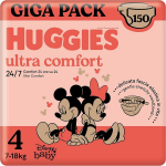 Huggies Ultra Comfort m&auml;hkmed, suurus 4 (7&ndash;18 kg), Disney disain, pakis 150 tk.