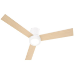 Laeventilaator LED-valgustiga, 2-in-1 disain, taimeriga, kaugjuhtimispuldiga, ventilaatoriga laevalgusti, Valge+Naturaalne puit, Balta