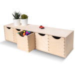Creative Deco mini puidust kummut | 5 sahtlit | 57 x 13 x 13 cm (+/- 1 cm) | Hoiukast, kapp | Viimistlemata vineer | Sobib suurep&auml;raselt hoiustamiseks, dekupaažiks ja kaunistamiseks