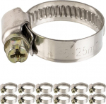 Voolikuklambrid usskruviga, 12 t&uuml;kki, kinnitusvahemiku l&auml;bim&otilde;&otilde;t 16-25 mm, 3/4 tolli voolikutele, w2 roostevaba teras, phillips sw 7, 9 mm riba laius, pesumasina, n&otilde;udepesumasina &uuml;hendus