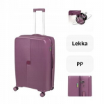 Suur lilla reisikohver Wowbag 7918 L ratastel, valmistatud pol&uuml;prop&uuml;leenist