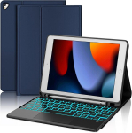 Jademall ipad 6. p&otilde;lvkonna &uuml;mbris klaviatuuriga, klaviatuuri&uuml;mbris puuteplaadi ja pliiatsi hoidjaga ipad 5. p&otilde;lvkonna 2017 jaoks, pro 9,7 tolli, air 2 ja 1, valgustatud tagakaas