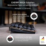 Cherry Kc 200 Mx mehaaniline kontoriklaviatuur anodeeritud metallplaadiga, prantsuse paigutus (azerty), juhtmega, Mx2a Brown l&uuml;litid, must/pronks