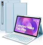 Sengbirch Klaviatuurikohver Idea Tab Pro 12.7 tolli 2025 jaoks - Qwertz saksa eemaldatav Bluetooth juhtmevaba 7 v&auml;rvi valgustusega klaviatuur Idea Tab Pro 12.7 tolli 2025 jaoks, helesinine
