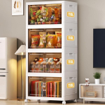 Elpheco kokkupandav kaanega hoiukast, 4 pakki, 110 l hoiukast, virnastatavad hoiukastid topeltustega, plastikust hoiukonteiner ratastega, 70 x 46 x 156 cm