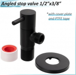 Aerzetix - C74966 - sulgventiil 1/2 tolli x 3/8 tolli roseti ja ptfe tihendiga - valmistatud messingist - mustatud pind - sanitaarne joogivee ventiil &uuml;hendamiseks vannitoa k&ouml;&ouml;givalamutega