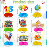 Shinybox kooli esimese p&auml;eva k&auml;rjekujulised peokaunistused, 9 t&uuml;kki, kooli esimese p&auml;eva kaunistus, kooli esimese p&auml;eva k&auml;rjekujuline lauakaunistus, kooli esimese p&auml;eva k&auml;rjekujuline 123 abc koolibussi seinakaunistus