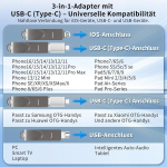 USB pulk 3-in-1 Usb m&auml;lupulk 512gb Usb-c adapteriga m&auml;lupulk telefonile/androidile/tahvelarvutile/pc-le/s&uuml;learvutile, v&auml;line photostick - t&otilde;hus andmete/fotode/video varundamine, &uuml;hildub Ios-i ja Androidiga (must)
