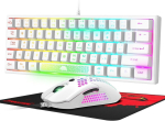 60% mini m&auml;nguri klaviatuuri ja hiire komplekt, valge, qwerty paigutus rgb vikerkaare led valgustusega mehaaniline ergonoomiline klaviatuur, 12000 dpi k&auml;rghiir usb juhtmega pc s&uuml;learvutile