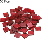 Sourcing map mosaiikplaadid klaasplaadid l&auml;ikivad kristallklaasist t&uuml;kid mass ruudukujuline s&auml;delev kristall 2 x 2 cm kodukaunistuse k&auml;sit&ouml;&ouml; jaoks 50 tk pakend (200 g tumepunane)
