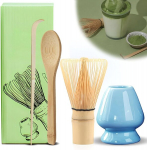 Nuangoo matcha komplekt, 4-osaline matcha luua komplekt, matcha vispli komplekt, 2 matcha lusikaga, matcha tee komplekt, keraamiline teeharja hoidja, jaapani tarvikud matcha tseremooniaks, koju, kontorisse ja teetuppa