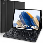 Samsung Galaxy Tab A8 &uuml;mbris klaviatuuriga, Qwertz saksa paigutusega Bluetooth klaviatuur pliiatsi hoidjaga Samsung Galaxy Tab A8 10.5 tolli 2021 Sm-x200 / X205 / X207 jaoks (must) (pliiats ei kuulu komplekti)