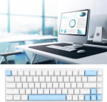 Eimsoah 68 klahviga mehaaniline m&auml;nguriklaviatuur Rgb taustavalgustusega kompaktne juhtmega klaviatuur siniste l&uuml;lititega Windows Android Pc s&uuml;learvutile (white Blue)