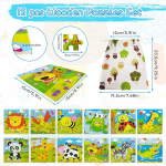 12 puidust pusle komplekt, laste pusled alates 2. eluaastast, puidust pusle alates 2 / 3 aastast, kaasas hoiukott, lastekaitsep&auml;eva kingitus v&auml;ikelastele, poistele, t&uuml;drukutele