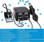 8582d 2-in-1 kuuma&otilde;hu jootmisjaam ja jootekolb, kuuma&otilde;hu remondijaam, jootmisjaam, desoldering jaam, jootekolb jaam Usb laadimispesaga, reguleeritav temperatuur 100 ~ 500