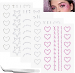 5 lehte s&auml;delevate kivikeste kleebiseid, isekleepuvad rhinestones pintsettidega, s&auml;delevad kivikesed n&auml;ole, isekleepuvad rhinestones n&auml;ole j&otilde;ulufestivali meigiks