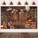 2.4 x 1.8 m foto taust Western Cowboy Wild West Rustic Wooden House Barn Door Vintage Photography Background Children Baby Shower Western Birthday Party Decorations Banner Photo Studio Props