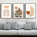 3 plakatikomplekt, abstraktsed botaaniliste lehtede plakatid, modernsed abstraktsed boheemlaslikud plakatid, ilma raamita (picture-01, 40 x 60 cm x 3 t&uuml;kki)