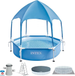Intex 28209np varjualusega metallraamiga &uuml;mmargune maapealne bassein eemaldatava p&auml;ikesekaitse ja veepritsiga, 700 l, teras ja pvc, sinine, 183 x 38 cm
