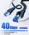 Nixsto Cat 8 Ethernet kaabel 10 m, 40 Gbps, 2000 Mhz kiire v&otilde;rgukaabel, Rj45 Gigabit Patch kaabel, lame nailonist punutud interneti Lan-kaabel l&uuml;litile, Pc-le, telerile, modemile, kingitus m&auml;nguritele
