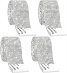 Diamond isekleepuv teip, 4 rulli kristall-rhinestone-kleebiseid, 91 x 3 cm isekleepuvad s&auml;delevad rhinestone-kristall-v&auml;&auml;riskivikleebised, h&otilde;bedane, isetegemise dekoratsioonikleebised, kingituste kaunistamiseks