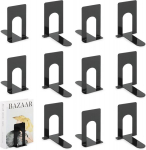 Tosavga 6 paari raamatutugesid, metallist raamatutugesid, mustad, kvaliteetsed, raamatuhoidja, raamatute, dvd-de, ajakirjade hoidja - 100 x 70 x 130 mm