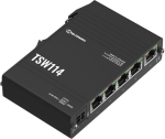 Teltonika Tsw114 Ethernet l&uuml;liti, 5 x gigabit ethernet porti, integreeritud din-liistu kinnitus, kompaktne ja vastupidav