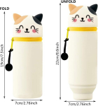 Dgtsyal 2 &uuml;hes pehmest silikoonist kott kawaii pinal laua pliiatsi hoidja lukuga silikoonist pliiatsikott v&auml;rvilised pliiatsid marker kontori kolledži armsad koolitarbed loomade pliiatsi hoidja t&uuml;druk kass, valge, portfell