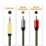 Pkdjfls Rca kuni Jack 3.5 Rca kaabel 3.5 mm Jack kuni 2 stereo Rca Male Hifi audio Aux kaabel nailon&uuml;mbrise, metallkorpuse ja 24k kullatud kontaktidega (3 M/10 Feet)