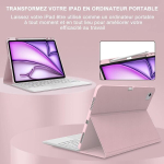 Ipad Air 13-tolline (m2) 2024 &uuml;mbris puuteplaadi, klaviatuuri, Azerty, prantsuse puuteplaadiga klaviatuuriga - kaitse&uuml;mbris Ipad Air 13-tollisele, pliiatsi pesaga, eemaldatav juhtmevaba