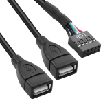 Meiriyfa emaplaadi 9 kontaktiga 10 kontaktiga topelt-usb 2.0 emase adapterikaabel, header 9 kontaktiga usb emane topelt-usb 2.0 a-t&uuml;&uuml;pi emase pikenduskaabel (16 cm)