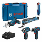 Bosch Professional 5-TOOL KIT: GSR 12V15 + GOP 12V28 + GDR 12V105 + GSA 12V14 + GLI 12V300 + 3x2.0Ah + Charger, XLBoxx-0615990N1