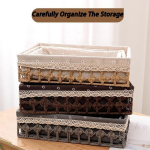 Punutud korv 1 komplekt ristk&uuml;likukujuline rotangkorv templi dekoratiivkorv virnastatavad vesih&uuml;atsindi hoiukorvid makramee karp riiulikorv kinkekorvi leivakorvi suupistete hoiustamiseks (19+20+21#)