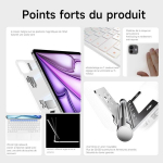 Klaviatuur ipad air 13 tolli (m3 2025 / m2 2024) ja ipad pro 12,9 tolli (6., 5., 4., 3. p&otilde;lvkond) jaoks, taustavalgustusega, 7 v&auml;rvi, multi-touchpad, magnetkinnitusega azerty, valge