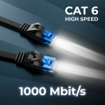 Deleycon 10 x 0,25 m Cat6 lame v&otilde;rgukaabel 1000 Mbit Gigabit Lan - Cat 6 Rj45 Ethernet Patch kaabel &otilde;huke paigalduskaabel lame - interneti l&uuml;litile ruuterile modemile patch paneelile - must