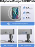 Monitori hoidja Meatanty kahe monitori alus 4 reguleeritava k&otilde;rgusega, auto laadimisalus, 4 usb porti, sahtlitega arvutialus, metallist topeltlauaorganisaator, t&otilde;stetav alus 2 monitorile