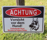 Joffreg Achtung Vorsicht vor dem Hund silt, 20 x 30 cm, valmistatud vastupidavast alumiiniumist, 1 mm, peegeldav hoiatussilt Uv-kaitsega, ilmastikukindel, lihtne paigaldada, 2 tk