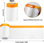Gigmeta 6 rulli maskeerimiskile maalrile, maskeerimiskile teip kuldne teip maskeerija kilega 55 cm x 20 m, l&auml;bipaistev maskeerimiskile kangast teibiga isekleepuv maalri kile maalri teip