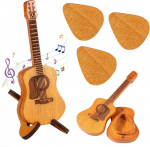 Akustilise kitarri plektrumite karp, puidust kitarriplektrid 3 plektrumiga retrostiilis kingituseks kitarri- ja ukulele-s&otilde;pradele