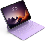 Bettdow klaviatuurikohver ipad air 11 tolli m2 2024/ ipad air 6/5/4/ ipad pro 11(4/3/2/1 gen.), ujuva magnetkinnitusega disain puuteplaadiga, qwertz paigutusega valgustusega klaviatuur, lilla