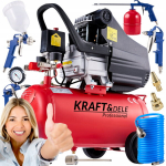 &Otilde;hukompressor + lisatarvikute komplekt 8 &uuml;hes, 24 l, Kraftdele