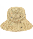 Naiste suvem&uuml;ts v&auml;rvilise tikandiga punutud raffiakangast BUCKET HAT 21329-uniw, unisize