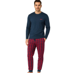 Meeste pidžaama Lee Cooper, puuvillane, pikkade varrukatega, ruudulised p&uuml;ksid, tumesinine