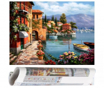 Maalikomplekt "Itaalia linn j&auml;rve &auml;&auml;res" (40&times;50 cm, ilma raamita) v&otilde;i kvaliteetsed akr&uuml;&uuml;lv&auml;rvid - loominguline tegevus ja romantiline maal teie koju.