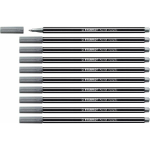 Feutre - STABILO - Pen 68 m&eacute;tallique - Lot de 10 - Pointe moyenne - Couleur argent - 1,4 mm