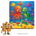 Puidust 20-osalised pusled: Kaheksajalg ja Kilpkonn lastele